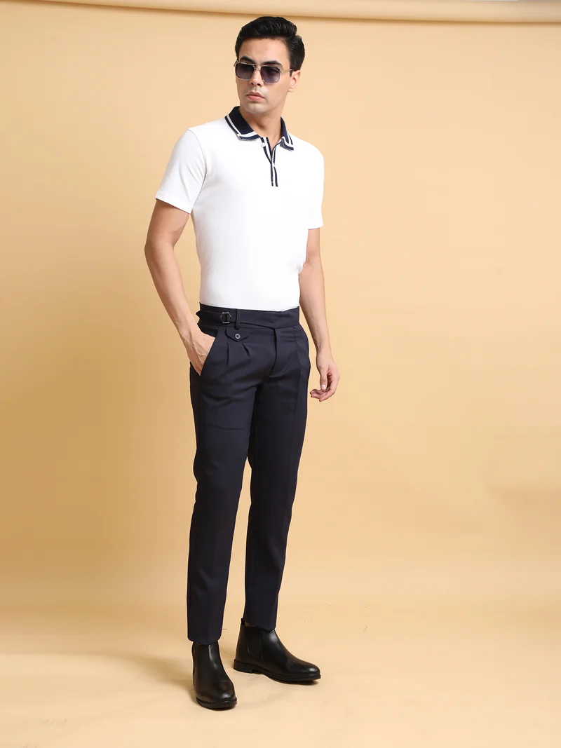 Maniac  Maniac Mens Gurkha Solid Navy Cotton Trouser for Men | Best Price UAE
